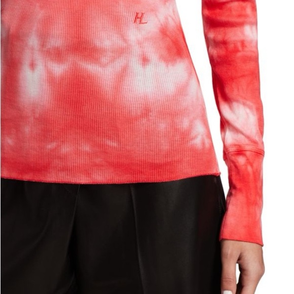 Helmut Lang Tie-Dye Scoop Neck Long Sleeve 100% Cotton Women's Small Red - Picture 4 of 12